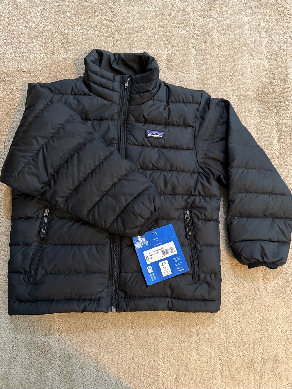 Patagonia Kids Black Puffer Jacket with Half-Zip